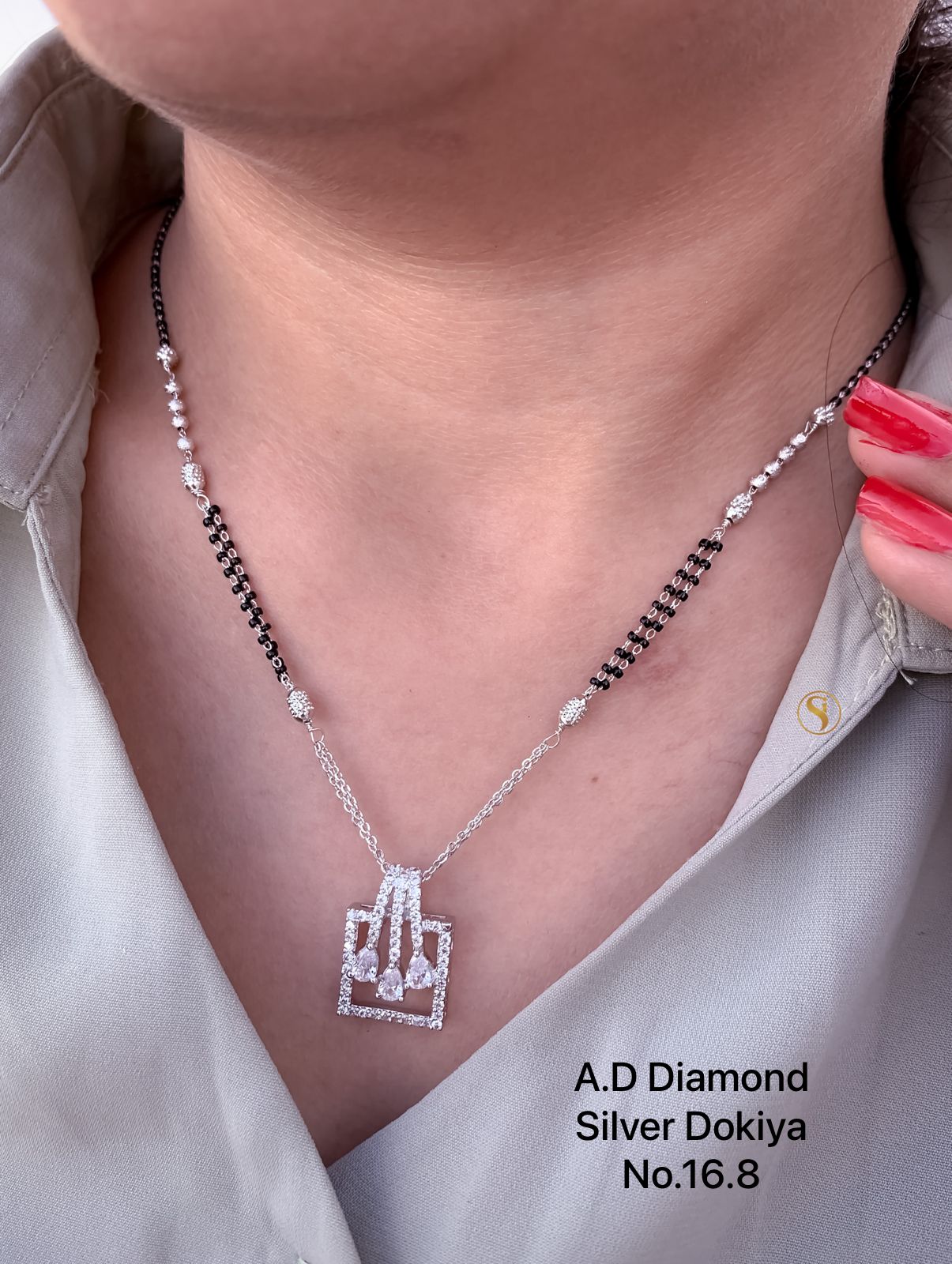 AD Diamond Fancy Rose Gold And Silver Dokiya Mangalsutra 7 Wholesale shop In Surat
